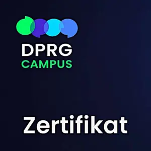 Ein Logo mit dem Schriftzug DPRG Campus und dem Hinweis: Zertifikat.